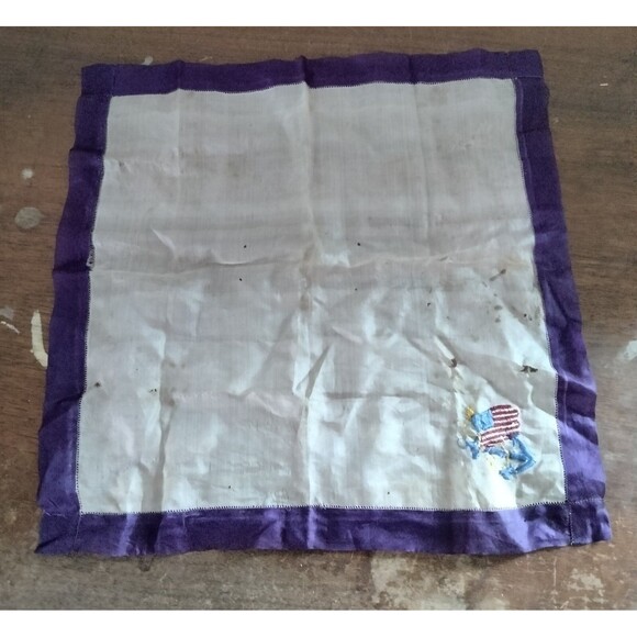WWI Antique Silk Scarf With Anchor And Embroidered Flag - Picture 2 of 4
